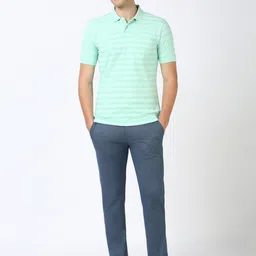 Peter England Men Striped Polo Collar Cotton T-shirt image 5