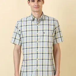 Allen Solly Men Slim Fit Tartan Checked Spread Collar Pure Cotton Casual Shirt-picture-45
