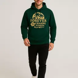 YONGE Men Graphic Printed Hooded Long Sleeves Pullover Regular Sweatshirt image 2