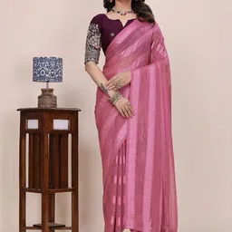 K 5 Fashion Woven Design Embroidered Poly Georgette Saree image 4