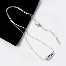 TEULRIP Silver-Plated Stainless Steel Geometric Shaped Pendant With Chain image 1