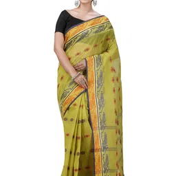 DipDiya Woven Design Zari Pure Cotton Taant Saree-image-72