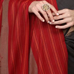 Exotic India Women Striped Embroidered Shawl image 3