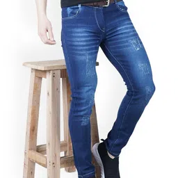LINARIA Men Classic Slim Fit Mildly Distressed Light Fade Jeans-image-58