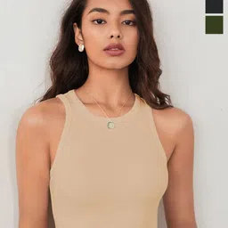 CILIMILI Women Pack of 3 Ribbed Tank Crop Top-image-74
