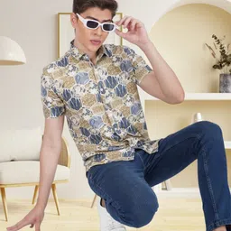 BASE 41 Men Spread Collar Floral Printed Casual Shirt-picture-35