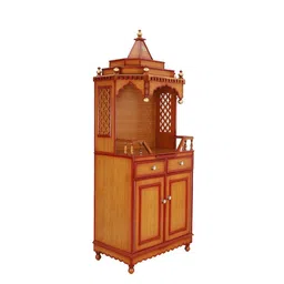 DZYN Furnitures Brahma Kostha Brown Large Floor Rested Pooja Temple image 4