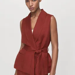 MANGO Lapel Collar Waistcoat With Belt-picture-41