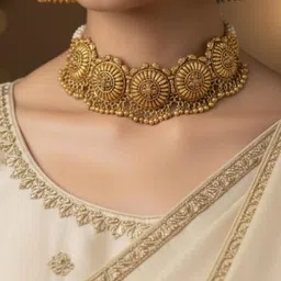 VELVET IMPERIAL Gold-Plated Artificial Beaded Choker Necklace With Earrings-picture-30