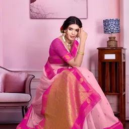 PEENGAX Woven Design Zari Pure Cotton Saree image 4