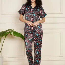 CORSICA All Over Printed Satin Night Suit-picture-27