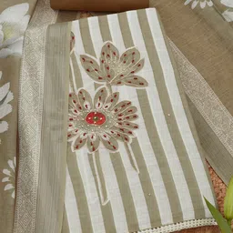 Soch Striped Thread Work Unstitched Dress Material-picture-17