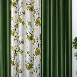 Galaxy Home Decor Green Set of 3 Floral Window Curtain-image-75