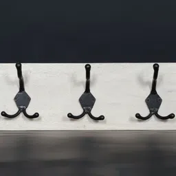 Exotic India Off White & Black Textured Wooden Wall Hanging Hooks image 4