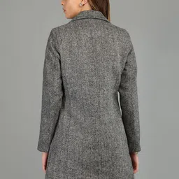 HONNETE Printed Notched Lapel Long Sleeves Single Breasted Winter Coat image 3