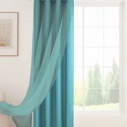 Story@home Blue Black Out & Sheer Door Curtain-picture-11