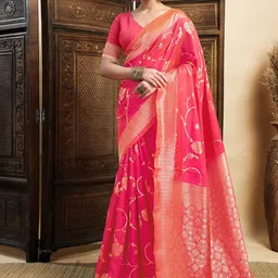 HERE&NOW Woven Design Zari Silk Blend Banarasi Saree-picture-47