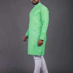 Enmozz Men Green Blended Kurtas image 3