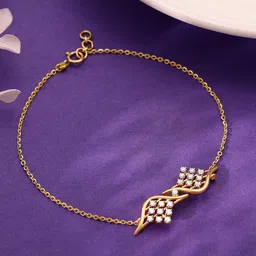 GIVA Women 14 Kt Gold Charming Twist Diamond Bracelet-picture-47