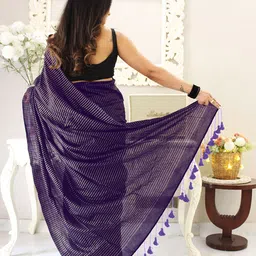 Anouk Striped Pure Cotton Designer Khadi Saree image 2