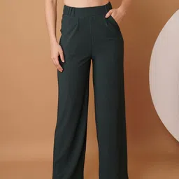 Chemistry Women Solid Straight Fit High-Rise Trousers-image-94