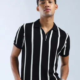 Flying Machine Men Striped Polo Collar Cotton T-shirt image 4