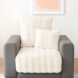 DREAM CARE Cream-Coloured & Cream-Coloured Solid 1 Piece Sofa Cover-picture-29