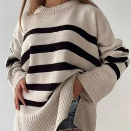 StyleCast Women Striped Long Sleeves Nylon Pullover Sweater-image-55