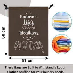 Aura Brown & White 12 Pieces Printed Foldable Laundry Bags image 2