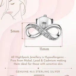 HighSpark 925 Sterling Silver Zirconia Studded Limitless Infinity Earrings image 3