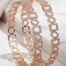 Opal Touch Set of 2 Rose Gold-Plated & American Diamond Studded Bangle-picture-32