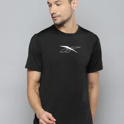 Reebok Men Black & White Brand Logo Printed Slim Fit T-shirt-picture-56
