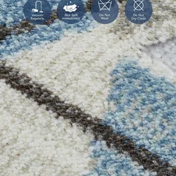 obsessions Cream and Blue Geometric 2x7 Feet Machine Made Runner image 5