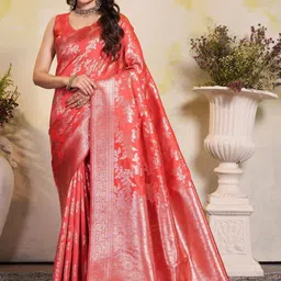 Garden Vareli Floral Woven Design Saree With Unstitched Blouse Piece-image-79