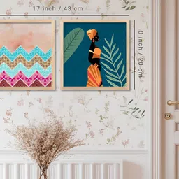 Kotart Teal & Orange 2 Pieces Boho Wooden Wall Arts image 4