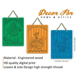 ArtVibes Set Of 3 Multicoloured Wood Kalamkari Art Wall Hanging image 4