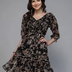 Fabway Clothing Women Floral Printed Fit & Flare Dress-picture-5