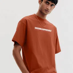 MaverIQ Typography Printed Round Neck Organic Cotton Oversized T-shirt-image-12
