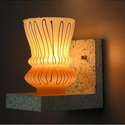 1ST TIME Yellow & White Colourblocked Wood Contemporary Rectangle Shaped Wall Lamp image 2