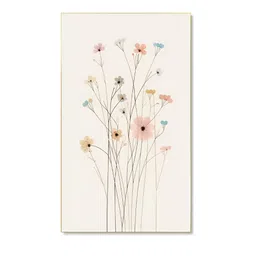 nestroots Floral Symphony Peach & Blue 4 Pieces Floral and Botanical Canvas Wall Art image 2