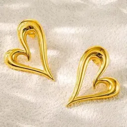 THEPANDASTOREE 18K Gold-Plated Heart Shaped Waterproof & Hypoallergenic Studs Earrings-image-28