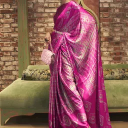 Mitera Pink & White Tie and Dye Saree-picture-13