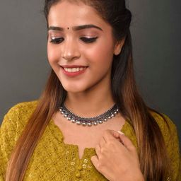 Fida Silver-Toned & Silver-Plated Oxidised Necklace-picture-21