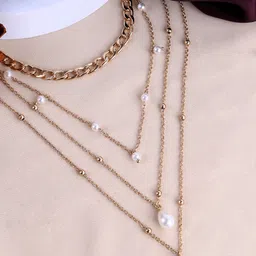 VOGUE PANASH Gold-Plated Chain With Beaded Layered Necklace-picture-38
