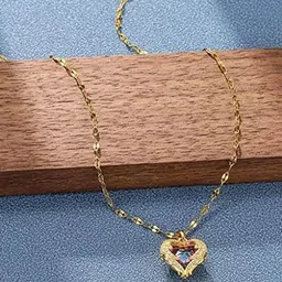 VIEN Gold-Plated Love Heart Crystal Studded Necklace-picture-41