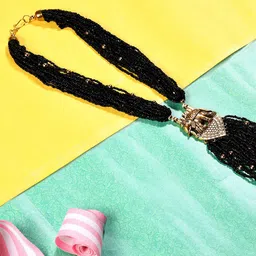 Bamboo Tree Jewels Black & Gold-Toned Handcrafted Necklace image 1