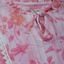 Gini and Jony Girls Floral Printed Tie-Up Neck Cotton Top image 3