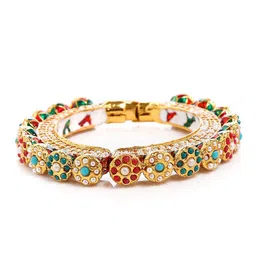 Bamboo Tree Jewels Gold-Plated Kundan Studded Bangle-image-22