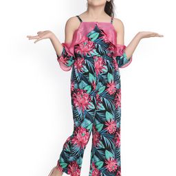 StyleStone Girls Black & Pink Printed Basic Jumpsuit-picture-17