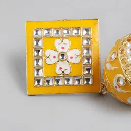 Anouk Gold Plated Beaded Enamelled Dome Shaped Jhumkas Earrings image 3